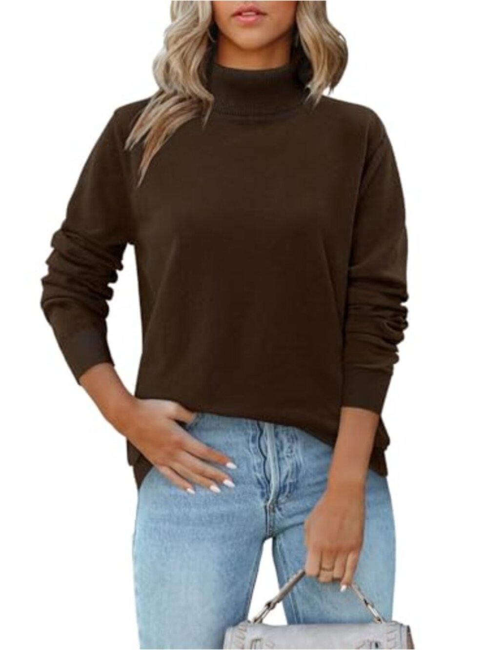 Women's Turtleneck Knitted Pullover Sweater Long Sleeve Casual